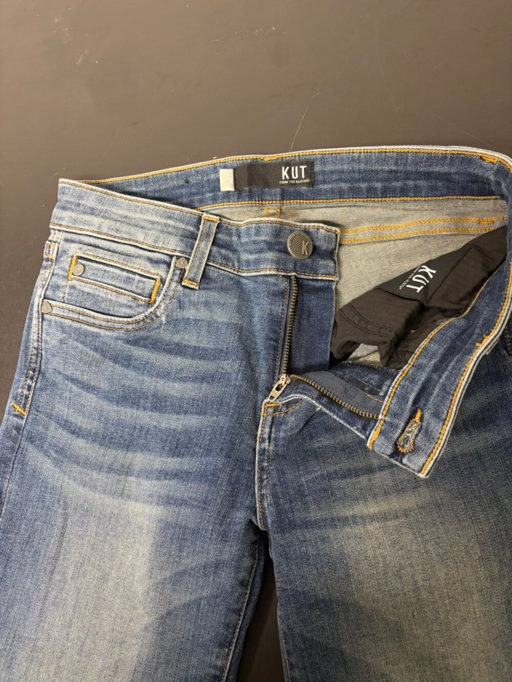 Kut from the Kloth Mia Toothpick Skinny Jeans Women's 0 Distressed Mid Wash USA - Picture 5 of 10